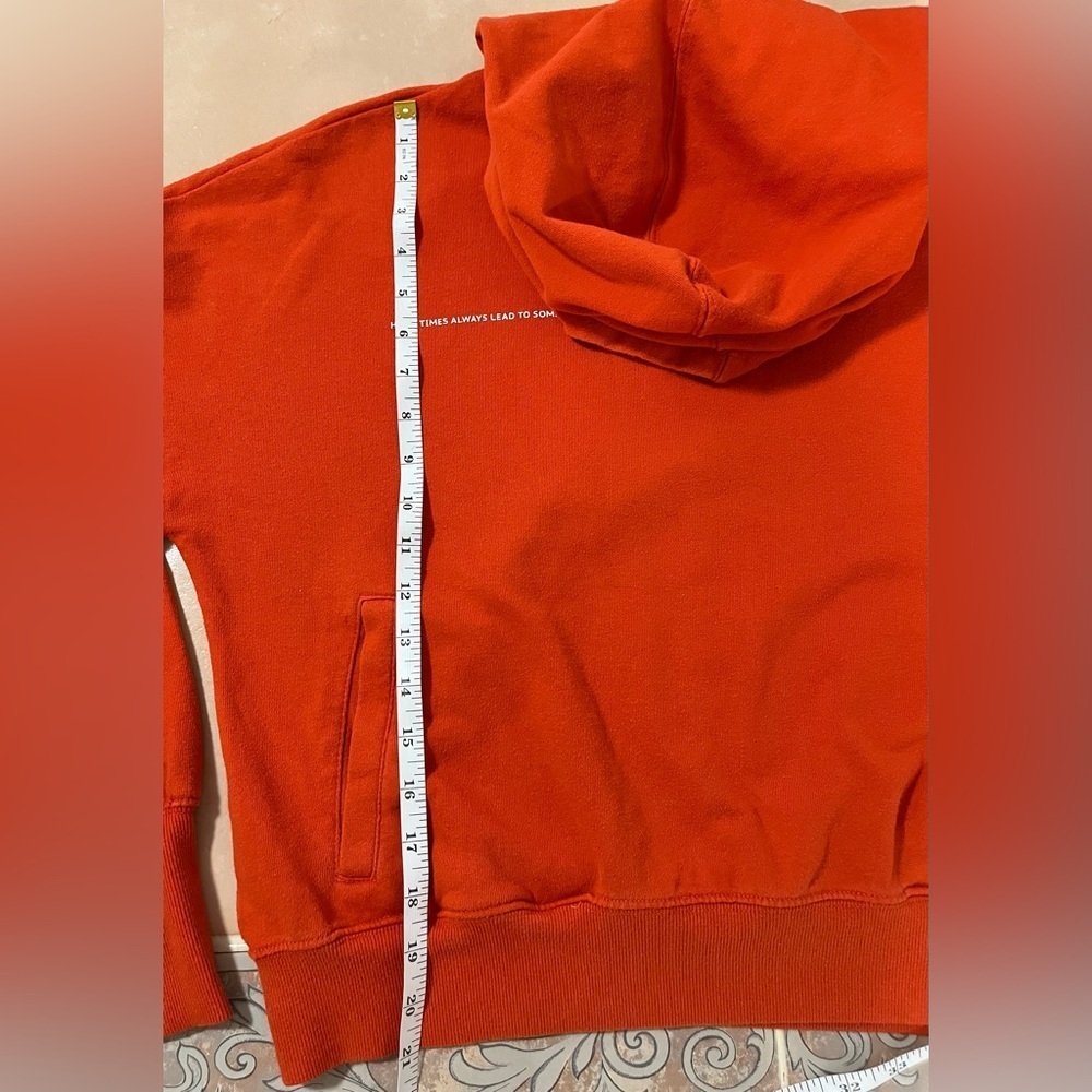 AS EC Collective Burnt Orange Hoodie L Cropped Sweatshirt Quote - Picture 7 of 8